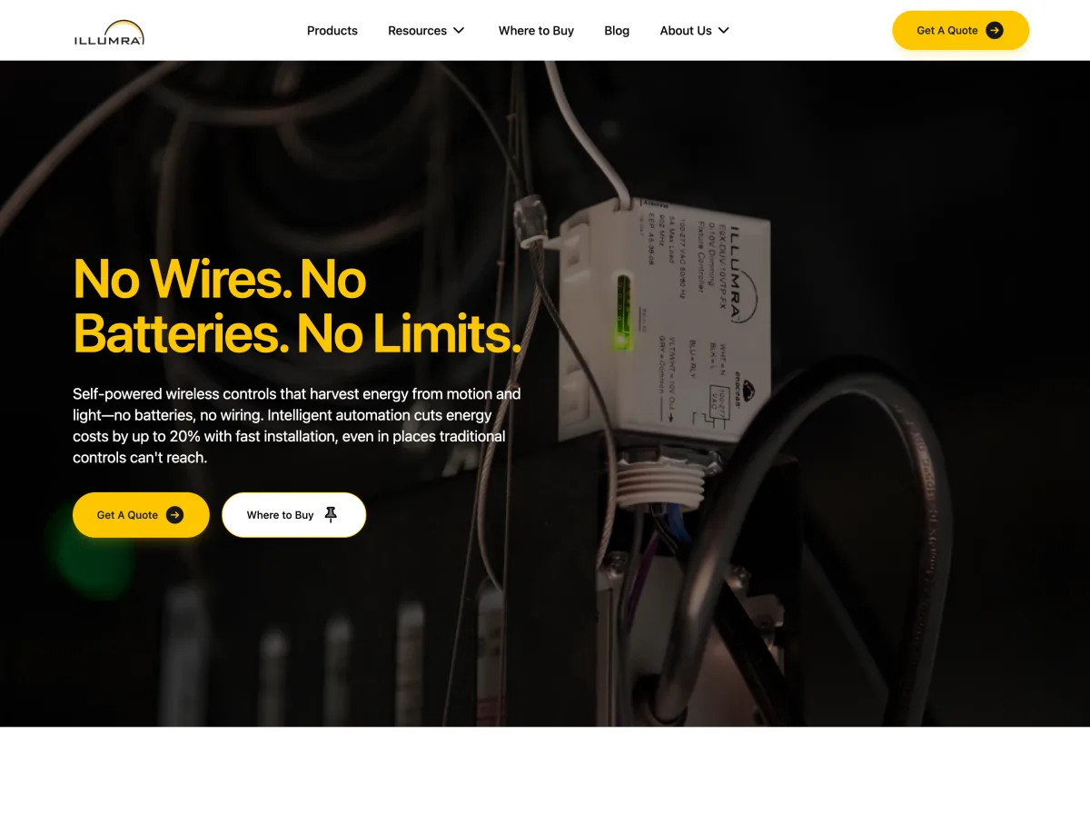 ILLUMRA wireless lighting controls product website